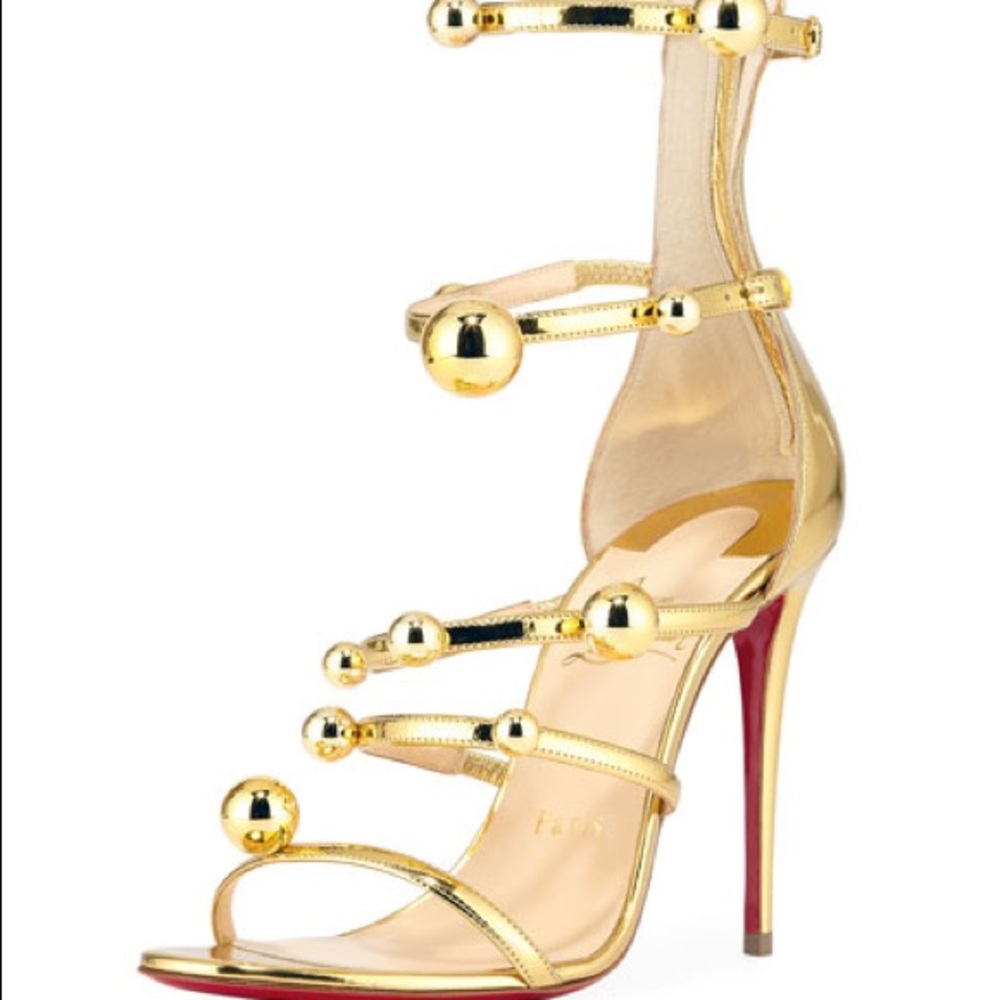 Gold Christian Louboutin sandal heels